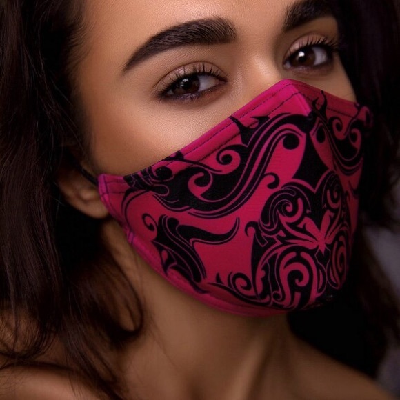 Hot Pink Print Cotton Protective Masks with filter insert and 1 pc PM2.5 filter - Picture 6 of 7
